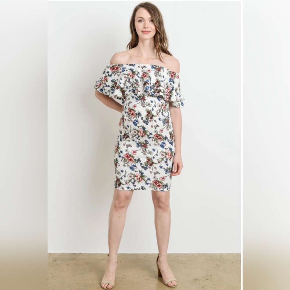 Hello Miz Off Shoulder Maternity Dress